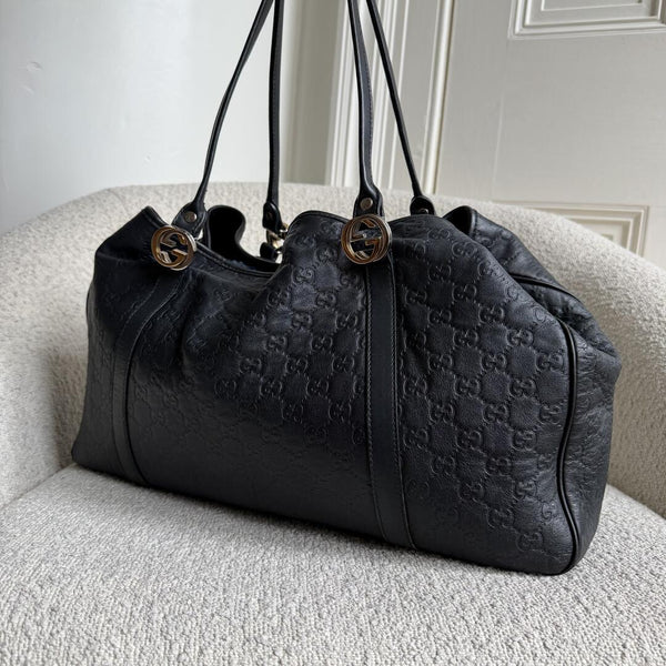 Gucci Guccissima Twins Leather Black Tote Bag