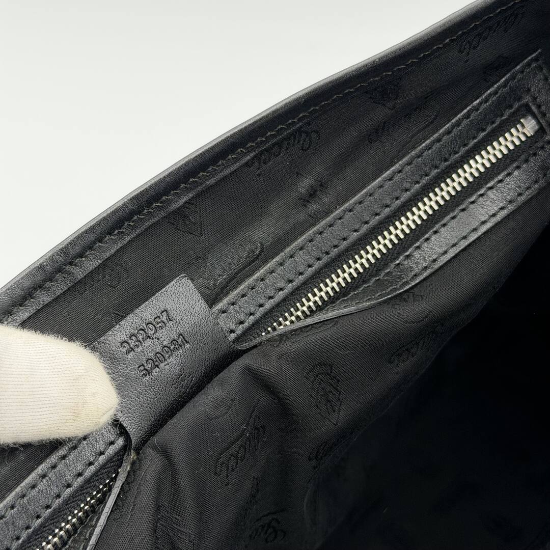 Gucci GG Twins Black Leather Tote Bag