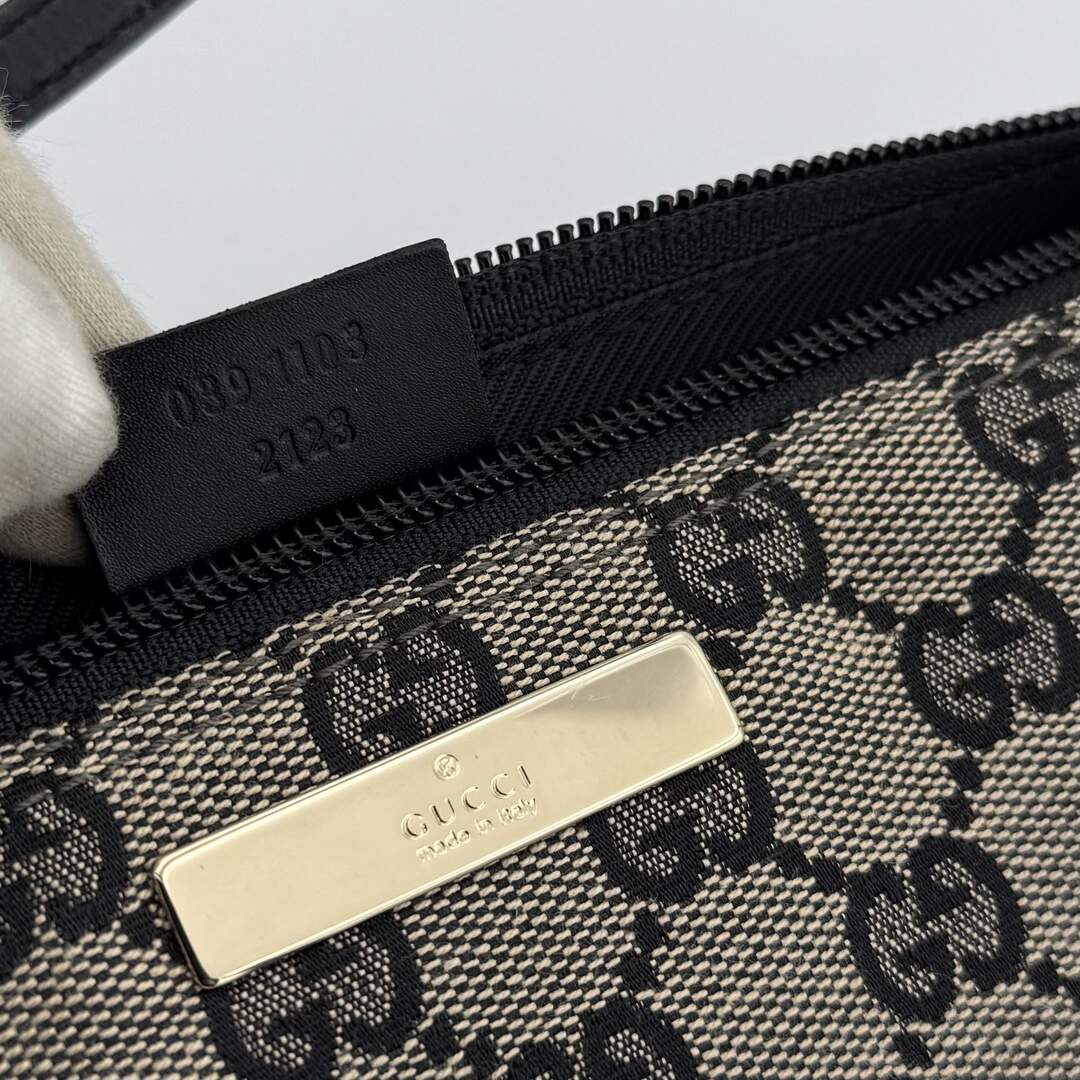 Gucci GG Monogram Black Boat Pochette Handbag