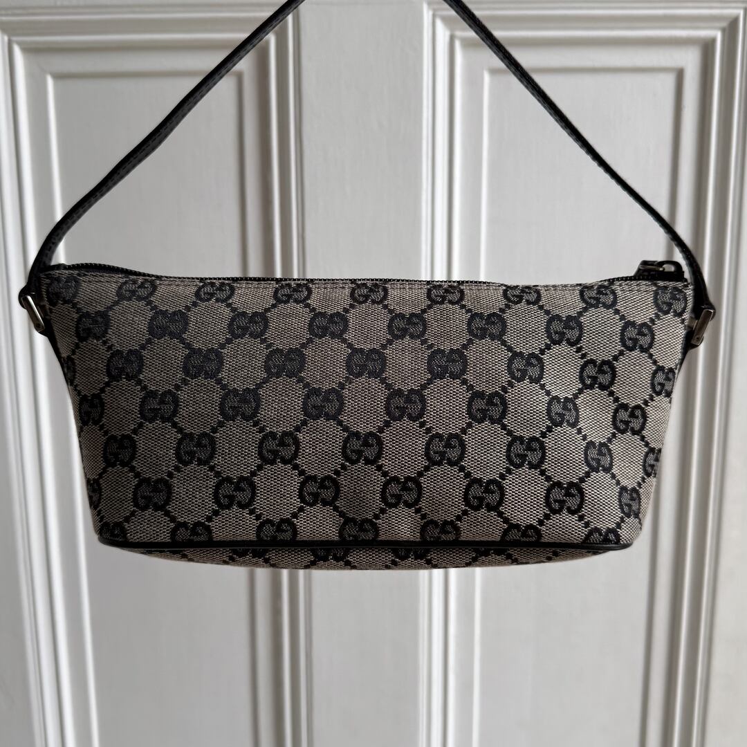 Gucci GG Monogram Black Boat Pochette Handbag