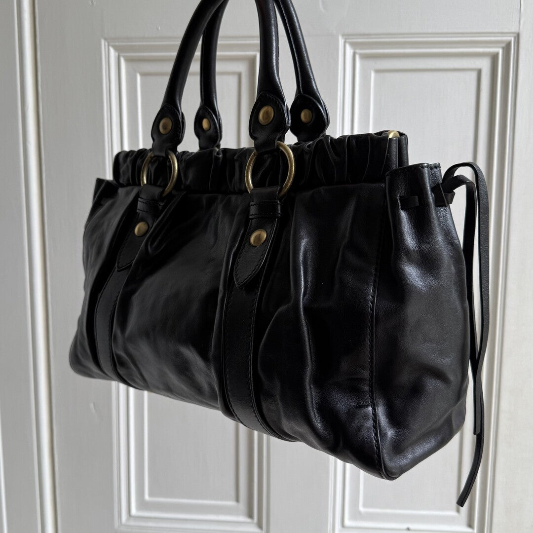 Miu Miu Vitello Black Leather Handbag