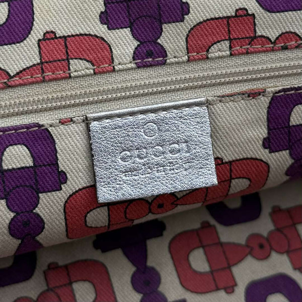 Gucci Guccissima Princy Metallic Silver Leather Shoulder Bag