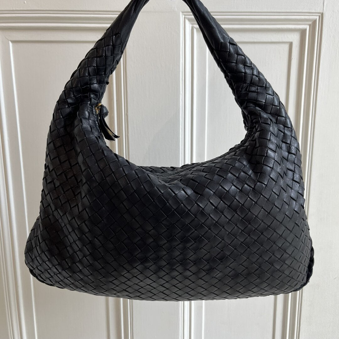 Bottega Veneta Intrecciato Hobo Black Bag