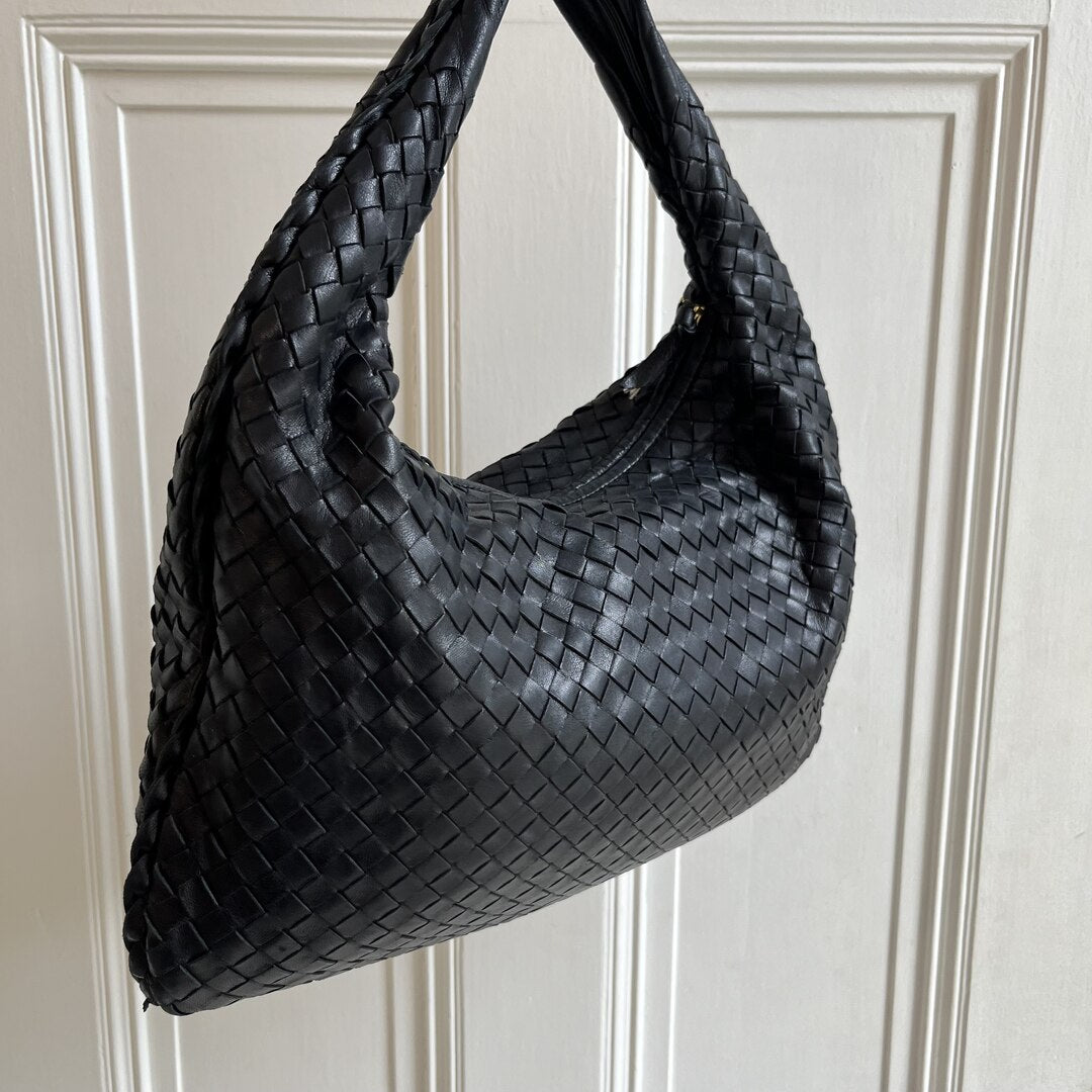 Bottega Veneta Intrecciato Hobo Black Bag