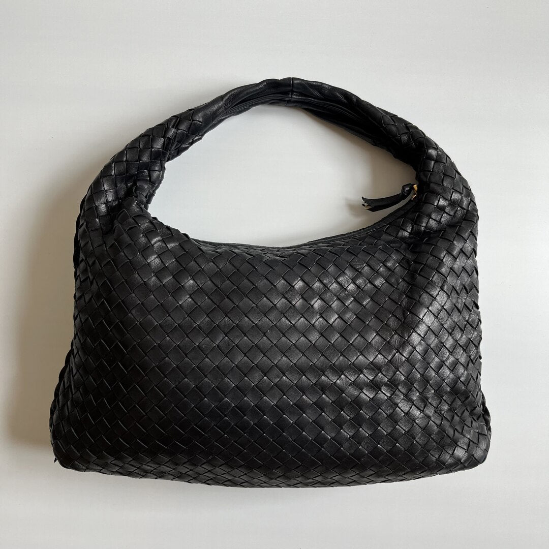 Bottega Veneta Intrecciato Hobo Black Bag