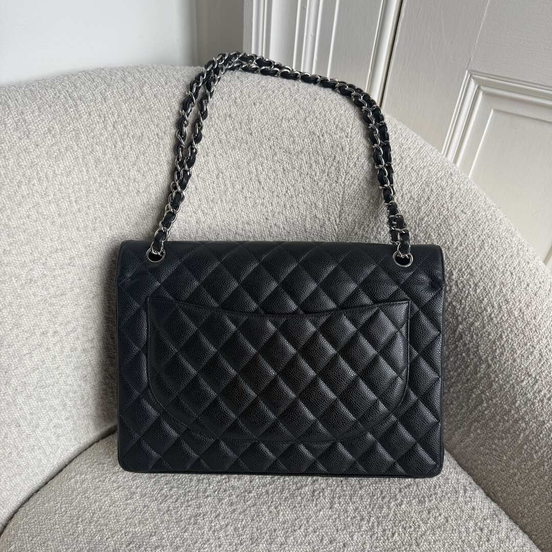2014 Chanel Classic Jumbo Caviar Flap Black Shoulder Bag