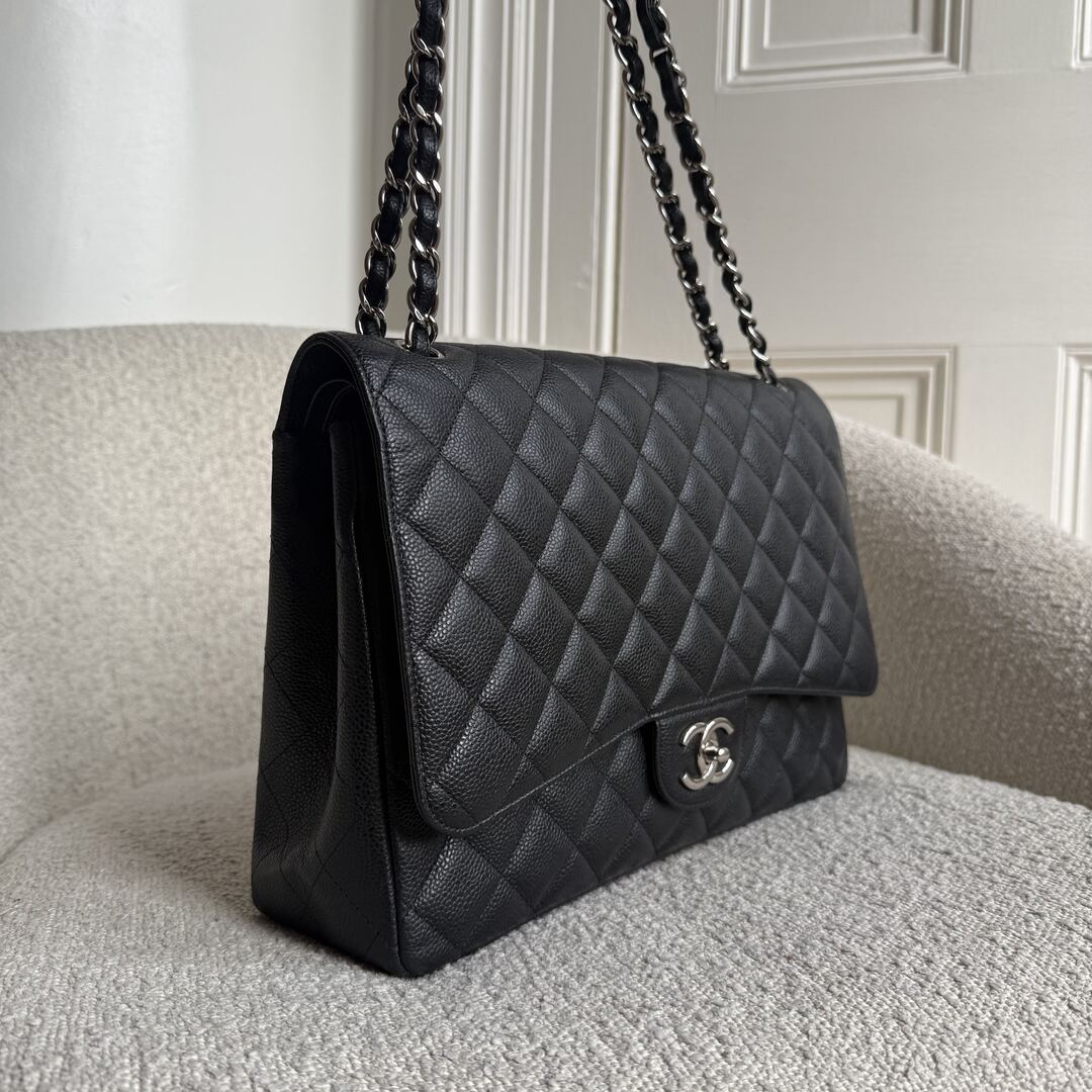 2014 Chanel Classic Jumbo Caviar Flap Black Shoulder Bag