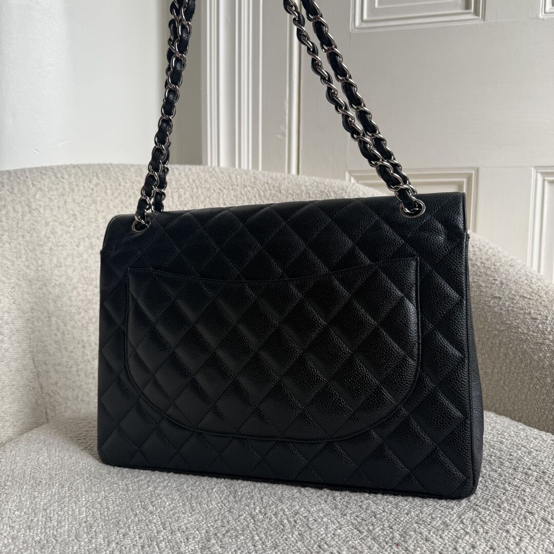 2014 Chanel Classic Jumbo Caviar Flap Black Shoulder Bag