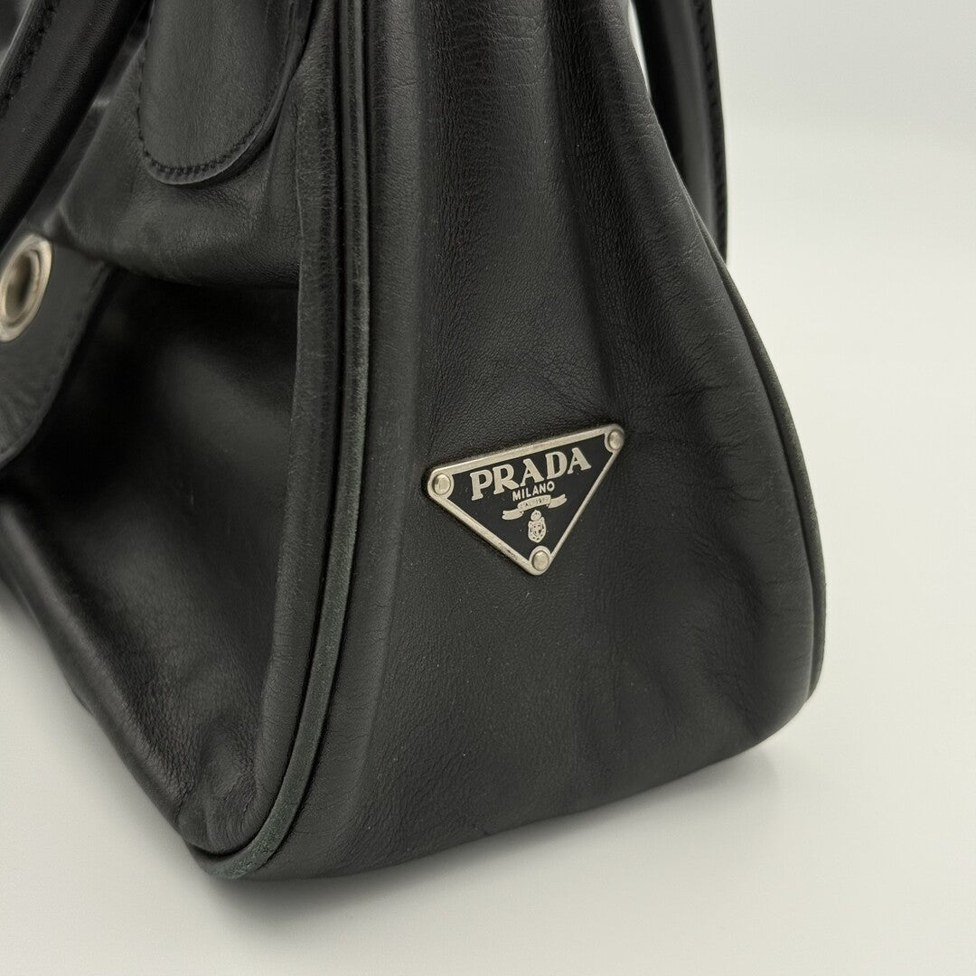 Prada Moon Leather Black Mini Shoulder Bag
