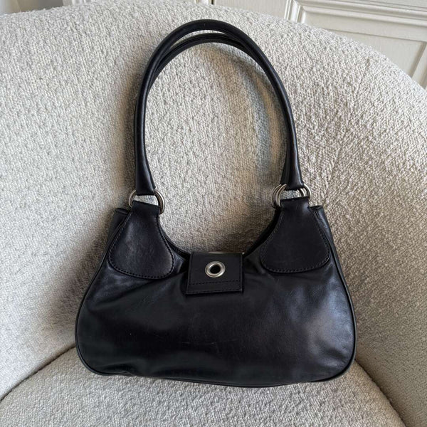 Prada Moon Leather Black Mini Shoulder Bag