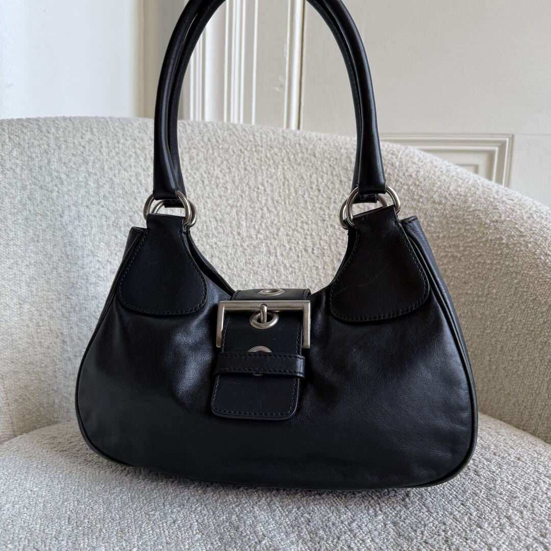 Prada Moon Leather Black Mini Shoulder Bag