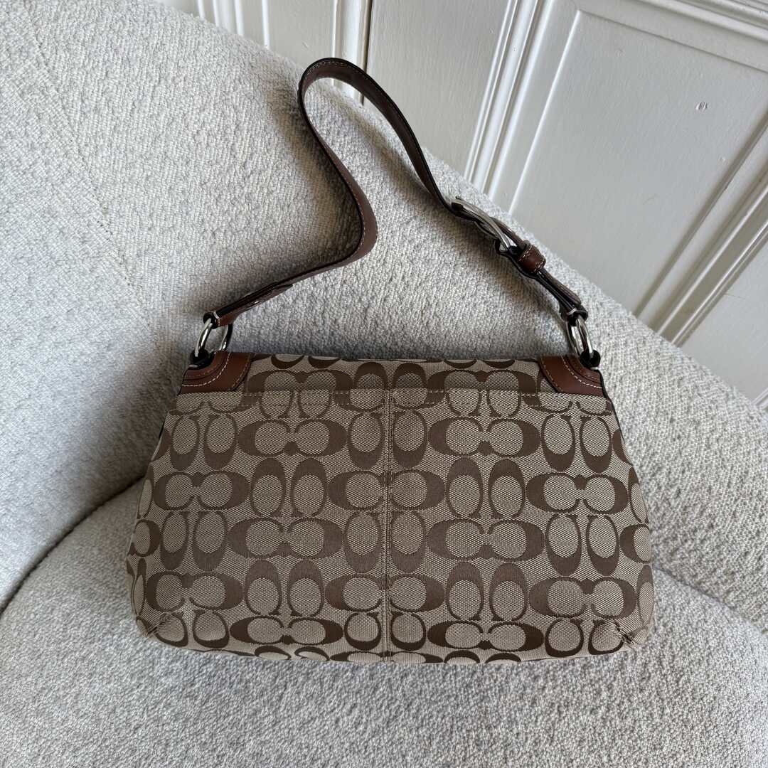 Coach Signature Flap Brown Shoulder Bag