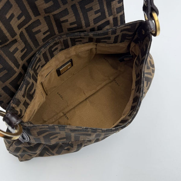 Fendi Zucca Flap Brown Shoulder Bag