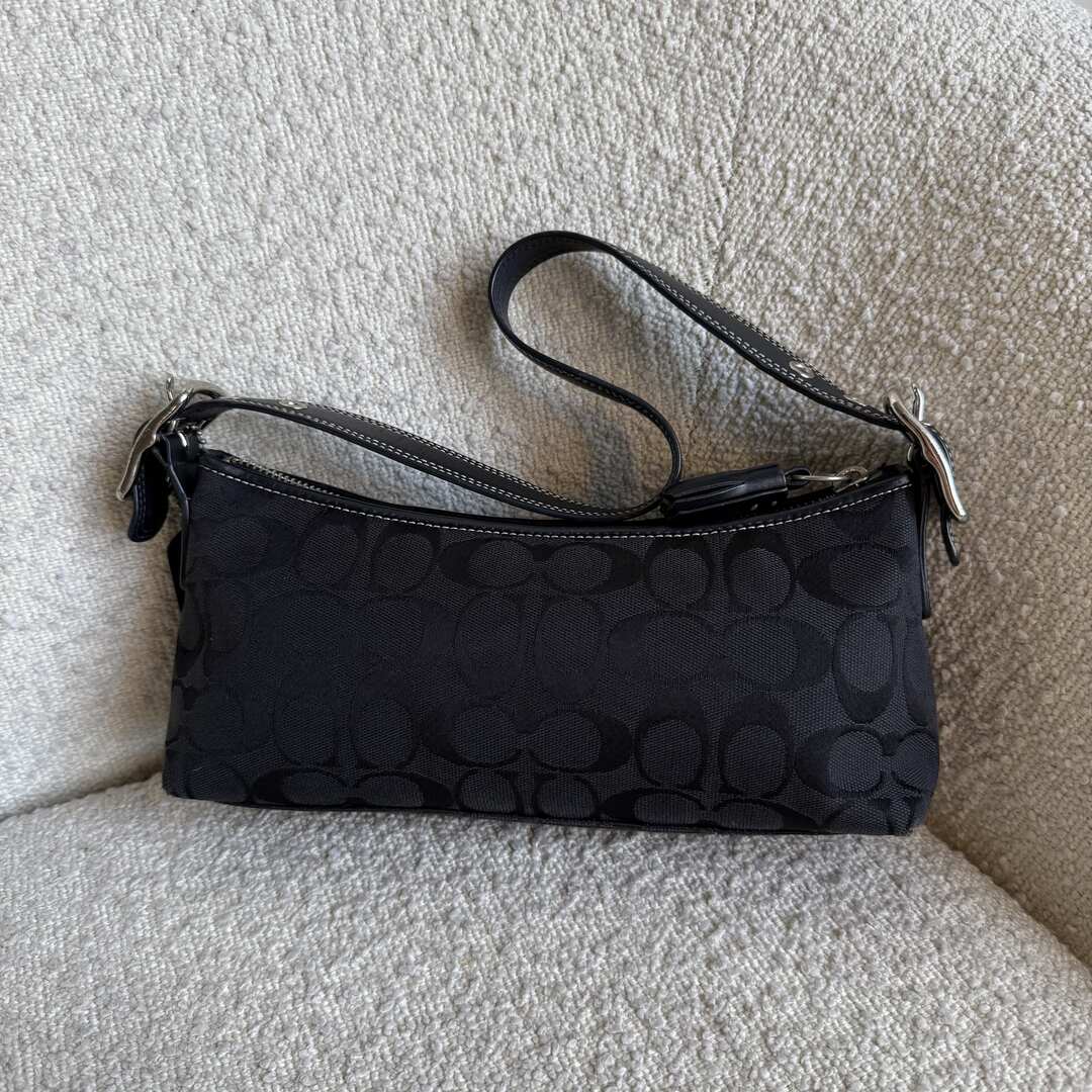 Coach Signature Black Baguette Shoulder Bag