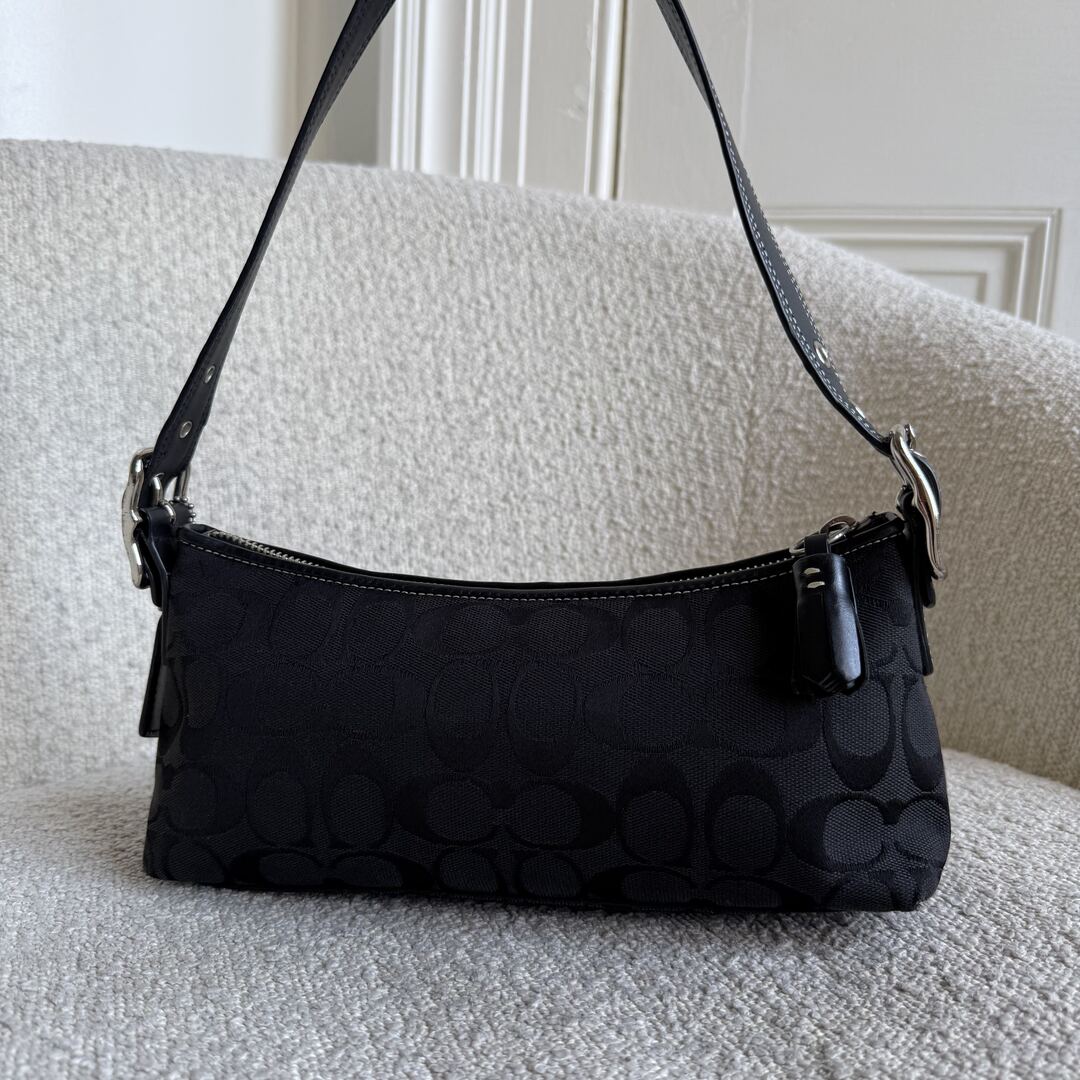 Coach Signature Black Baguette Shoulder Bag