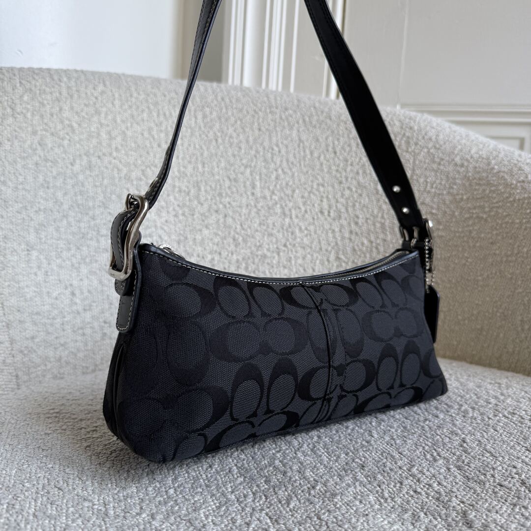 Coach Signature Black Baguette Shoulder Bag