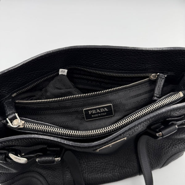 Prada Vitello Daino Leather Black Tote Bag