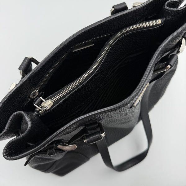 Prada Vitello Daino Leather Black Tote Bag