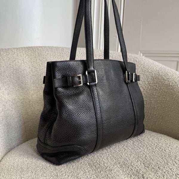 Prada Vitello Daino Leather Black Tote Bag