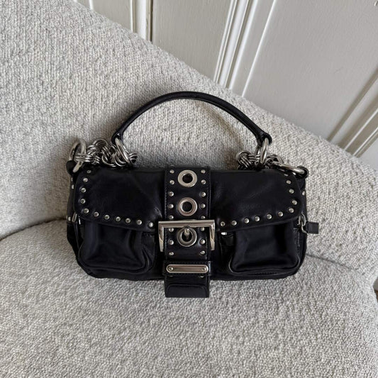 2000s Prada Scamosciato Black Shoulder Bag