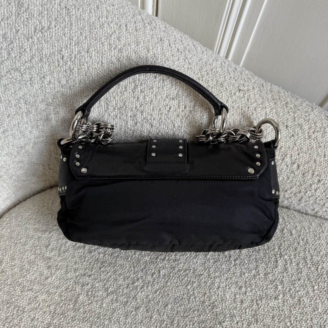 2000s Prada Scamosciato Black Shoulder Bag