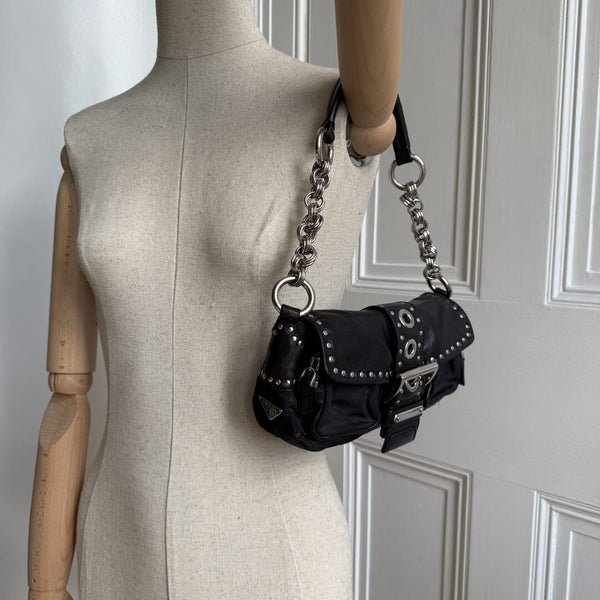 2000s Prada Scamosciato Black Shoulder Bag – JennyHayley