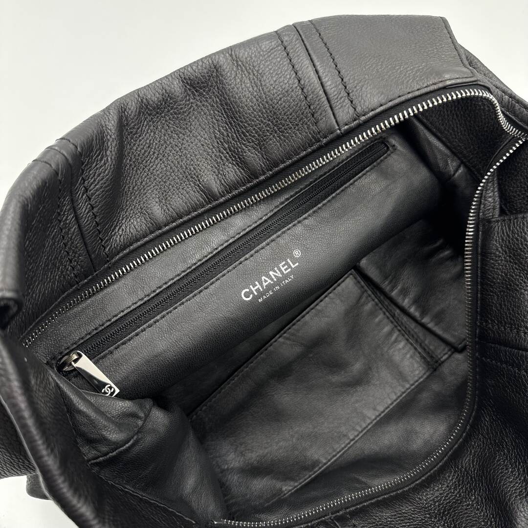 Chanel Lux Ligne Black Leather Chain Tote Bag