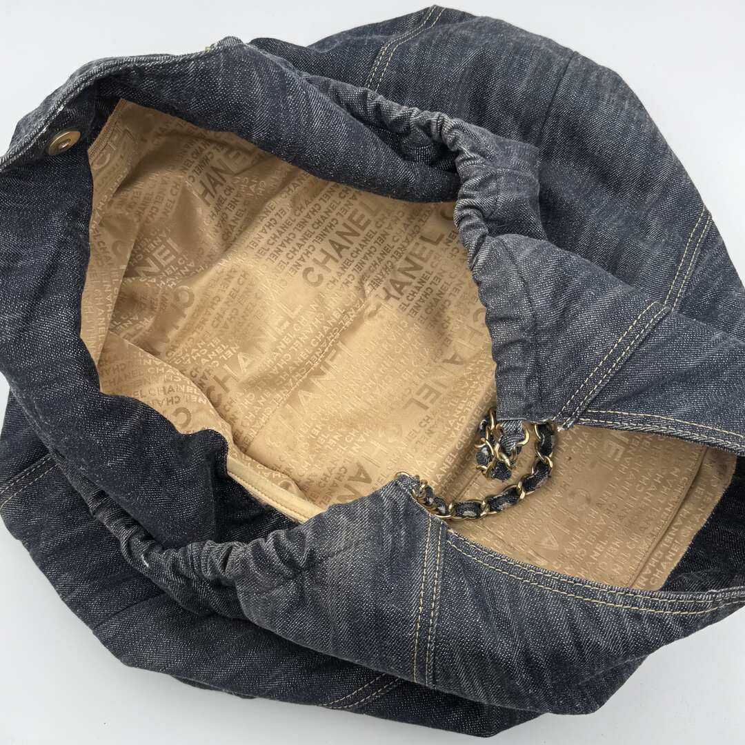 2005 Chanel Cabas Denim Blue Chain XL Tote Bag