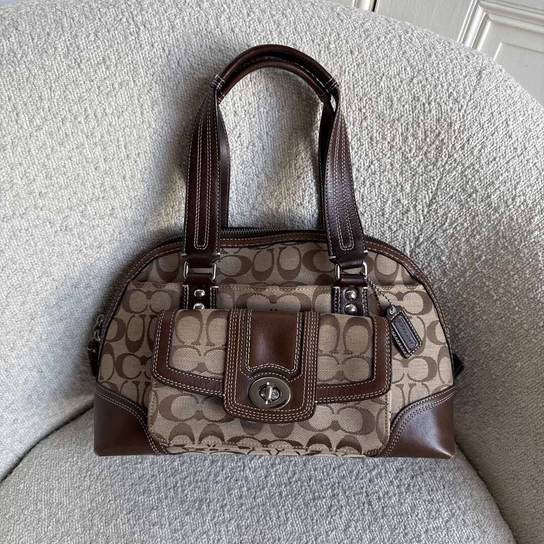 Coach Signature Hampton Brown Handbag
