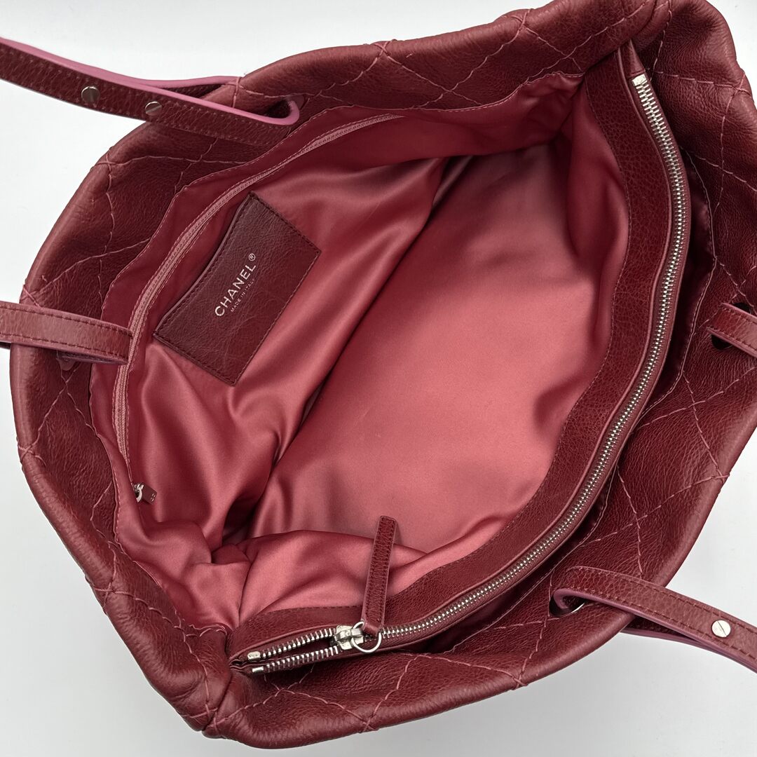 2010 Chanel CC On The Road Red Leather Tote Bag