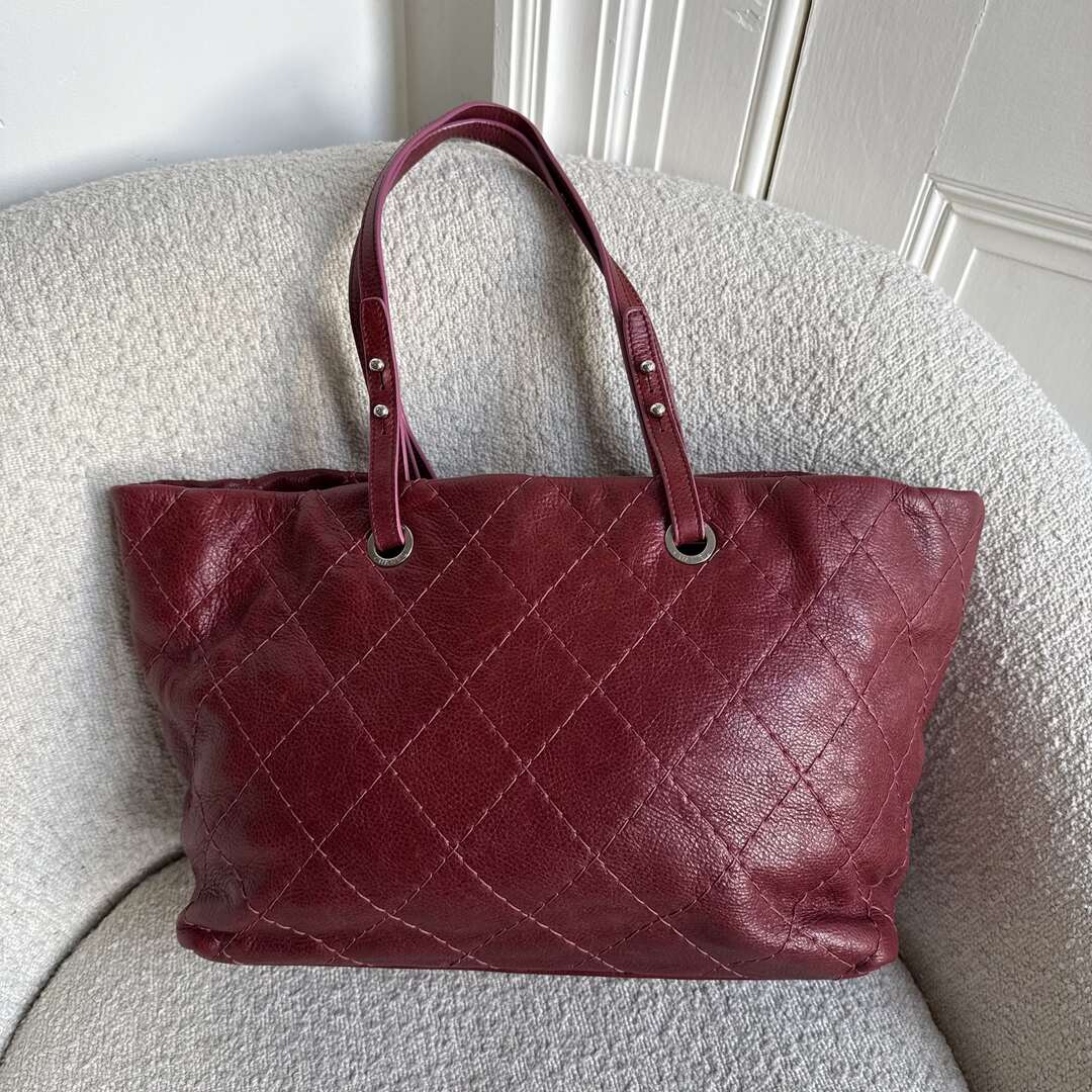2010 Chanel CC On The Road Red Leather Tote Bag