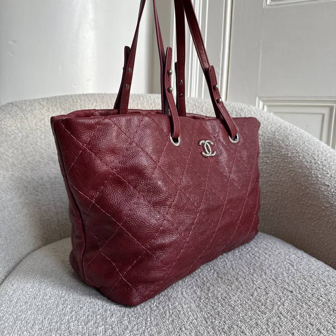 2010 Chanel CC On The Road Red Leather Tote Bag