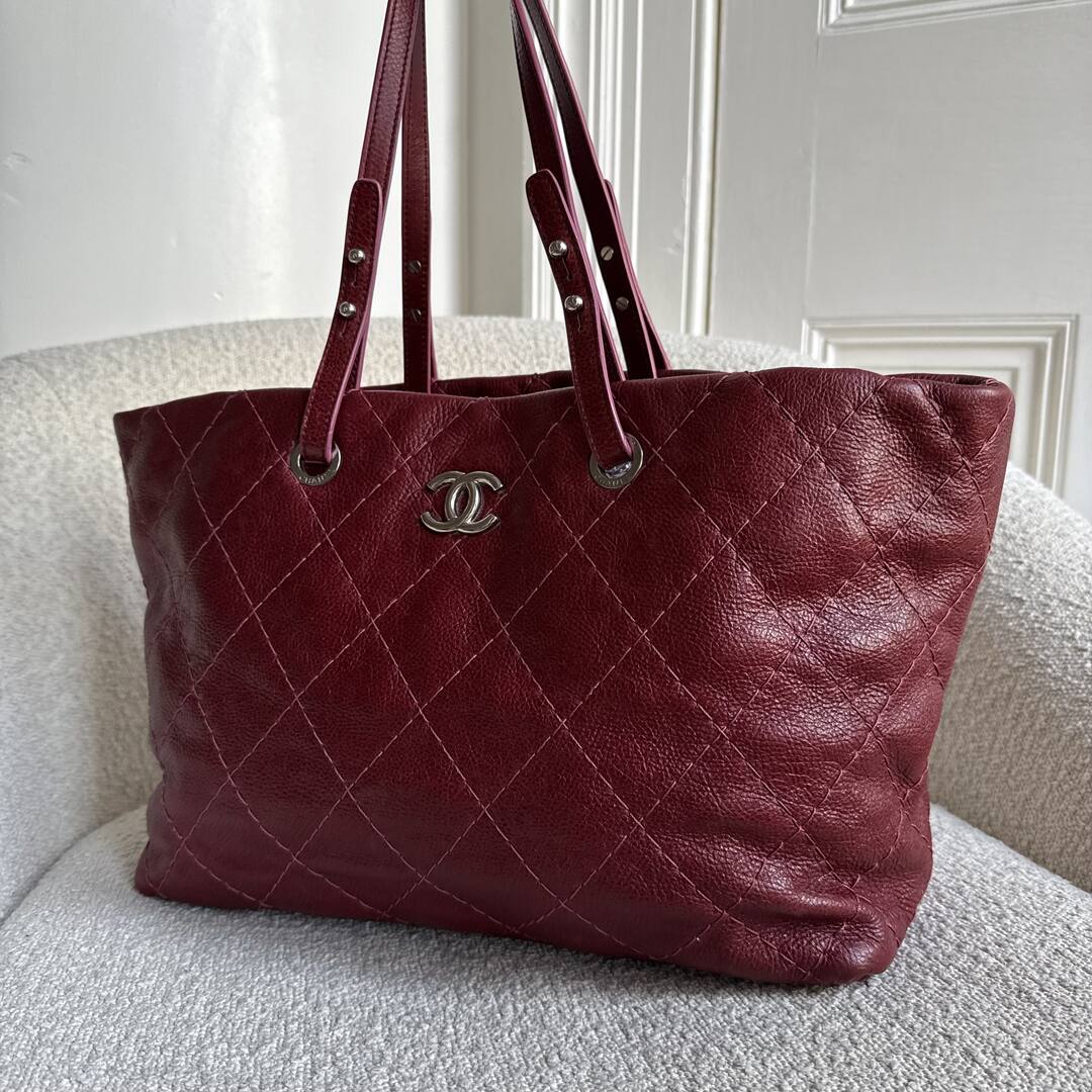 2010 Chanel CC On The Road Red Leather Tote Bag