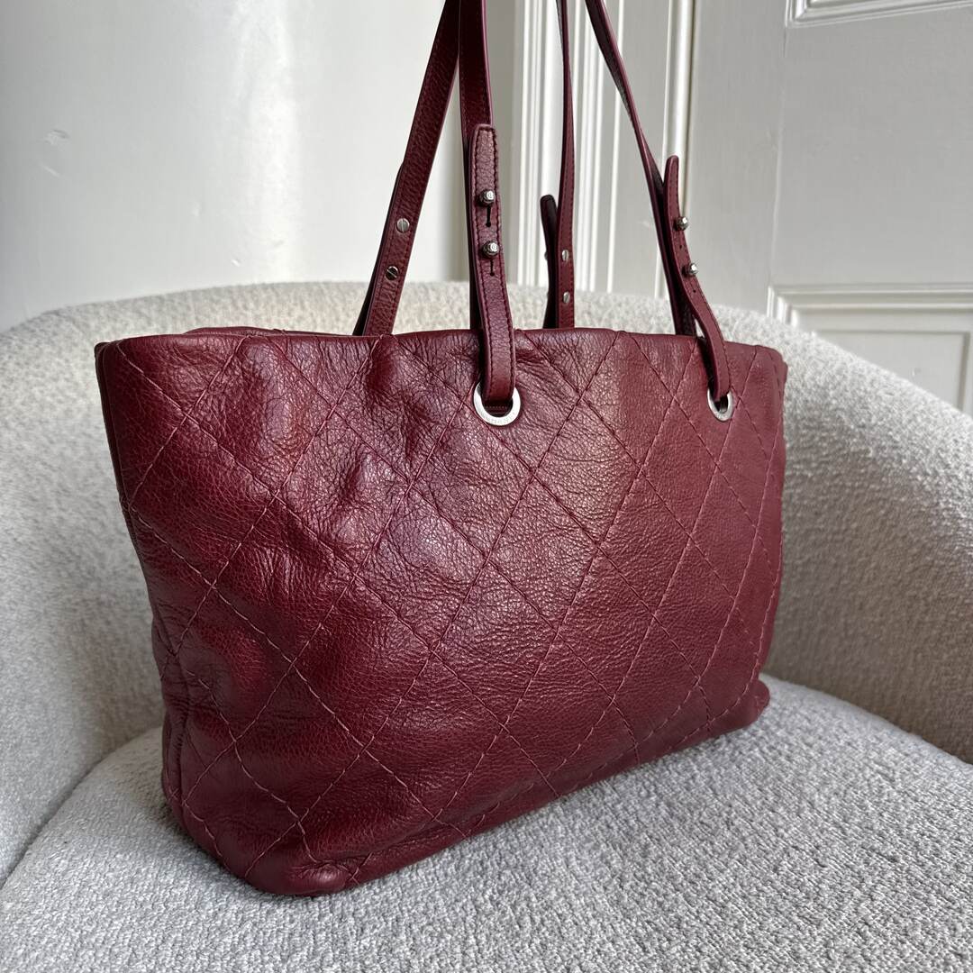 2010 Chanel CC On The Road Red Leather Tote Bag