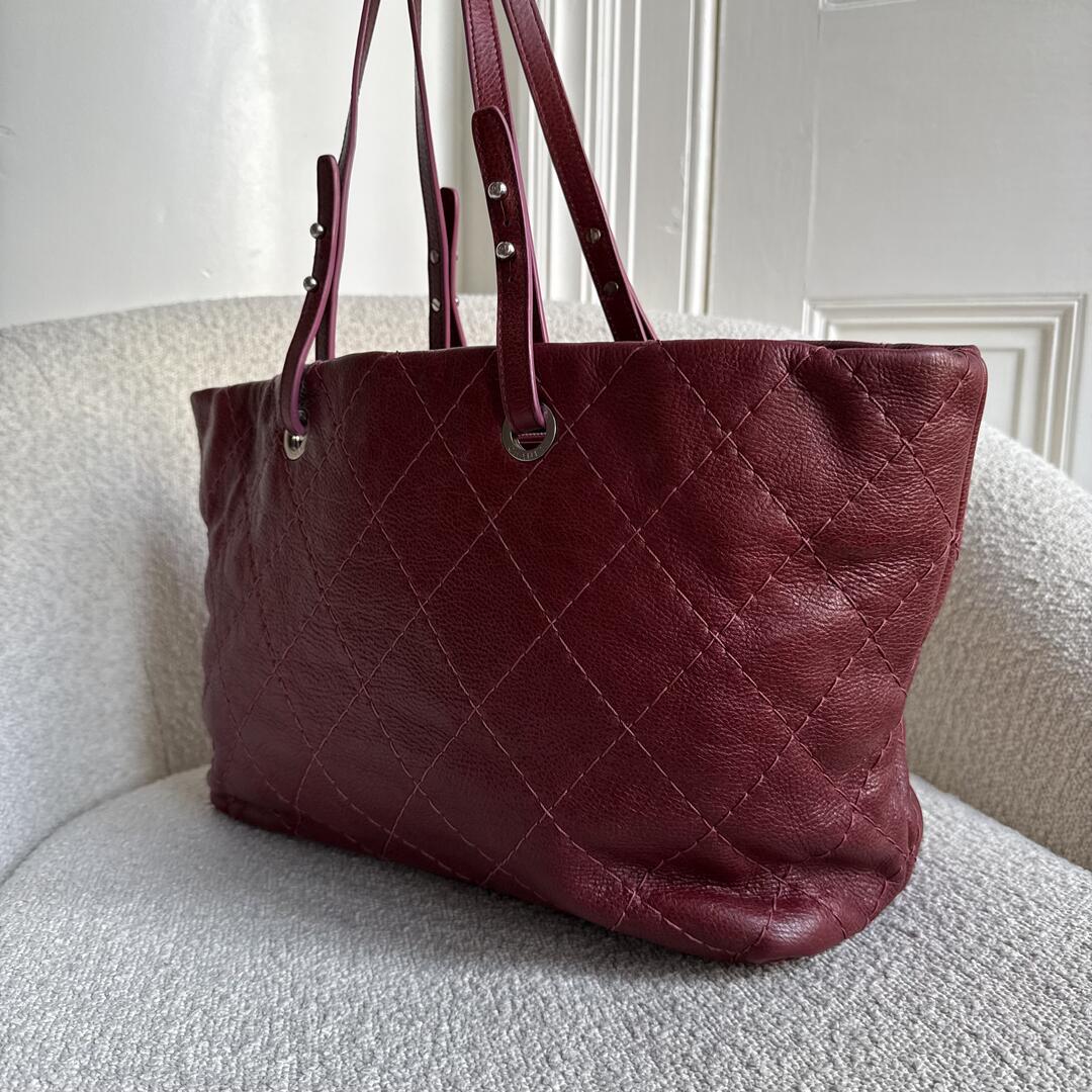 2010 Chanel CC On The Road Red Leather Tote Bag