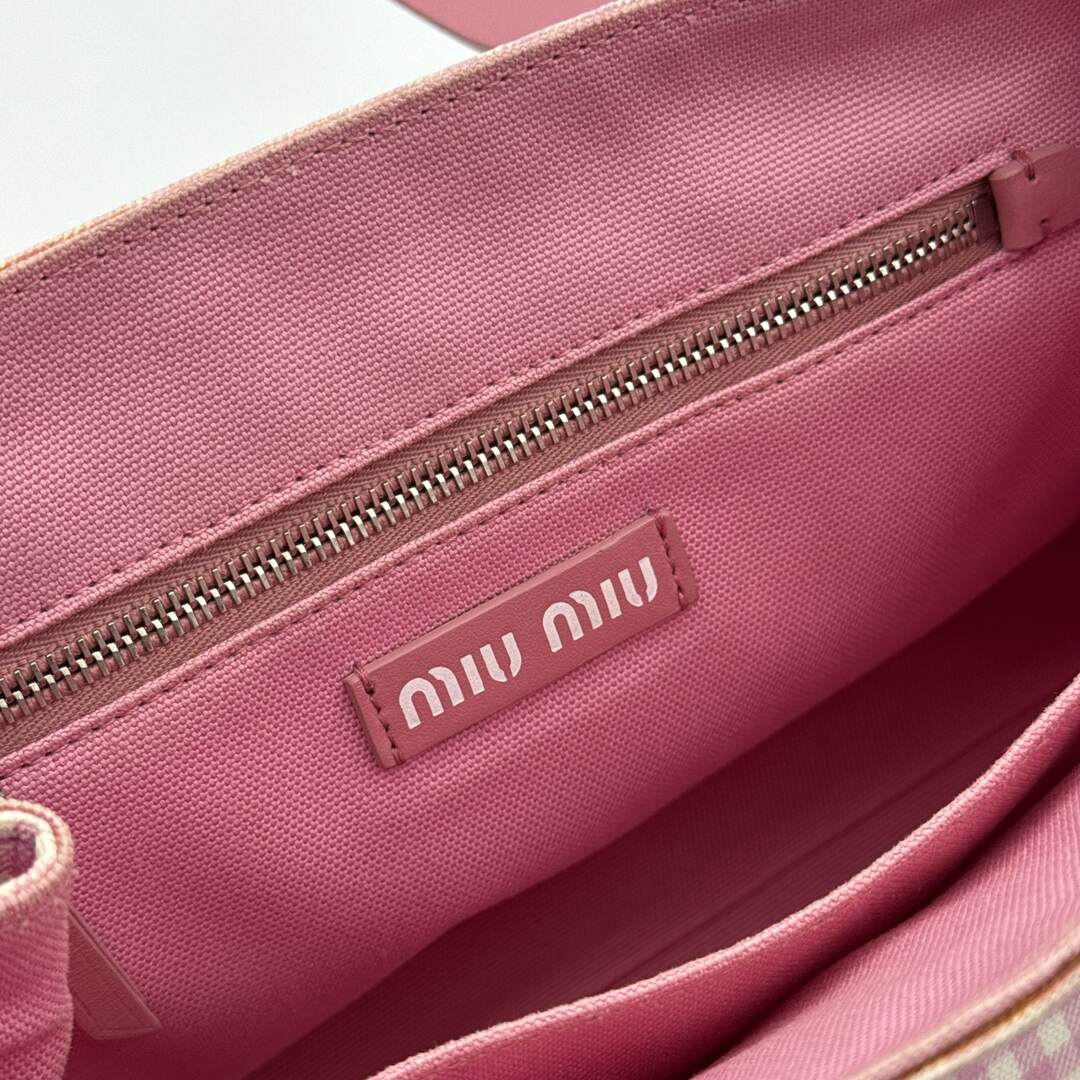 Miu Miu Canvas Pink Gingham Handbag
