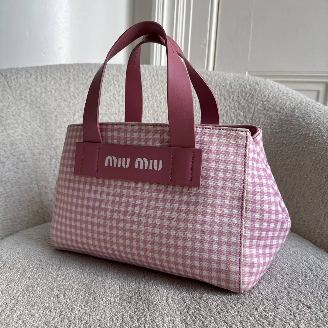 Miu Miu Canvas Pink Gingham Handbag