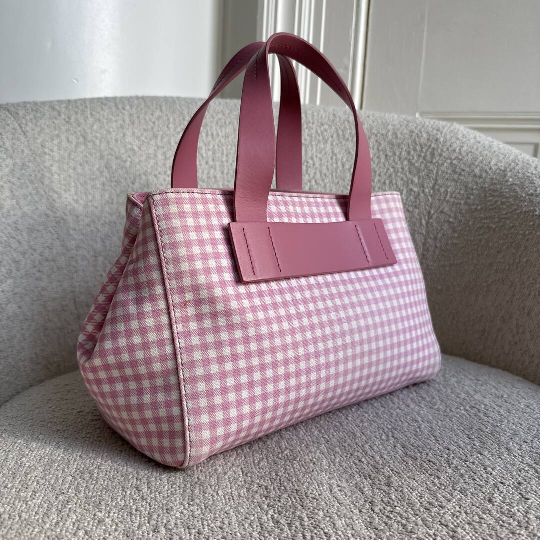 Miu Miu Canvas Pink Gingham Handbag