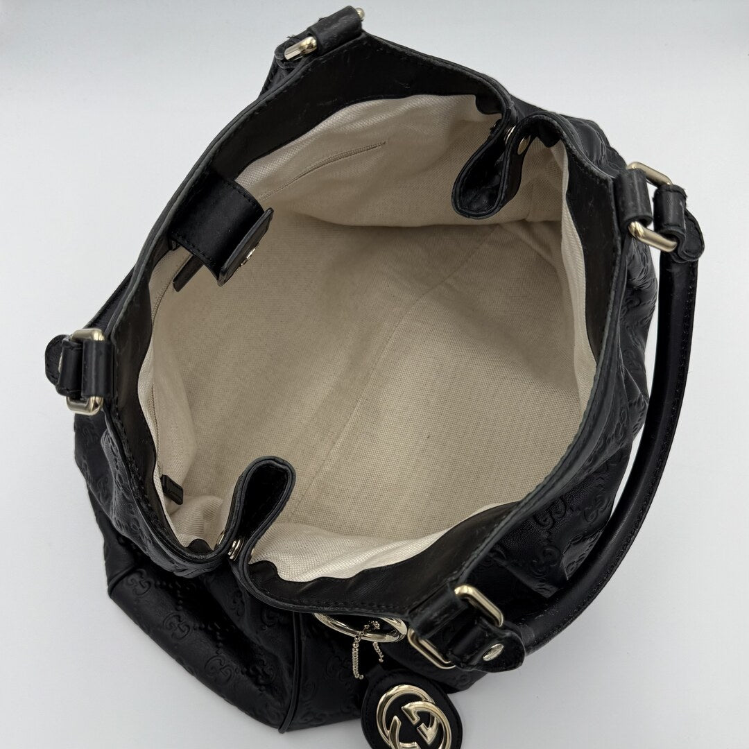 Gucci Guccissima Sukey Leather Black Tote Bag