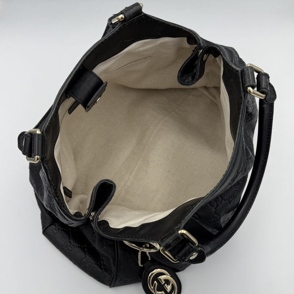 Gucci Guccissima Sukey Leather Black Tote Bag