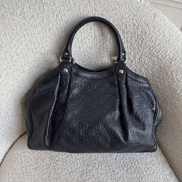 Gucci Guccissima Sukey Leather Black Tote Bag