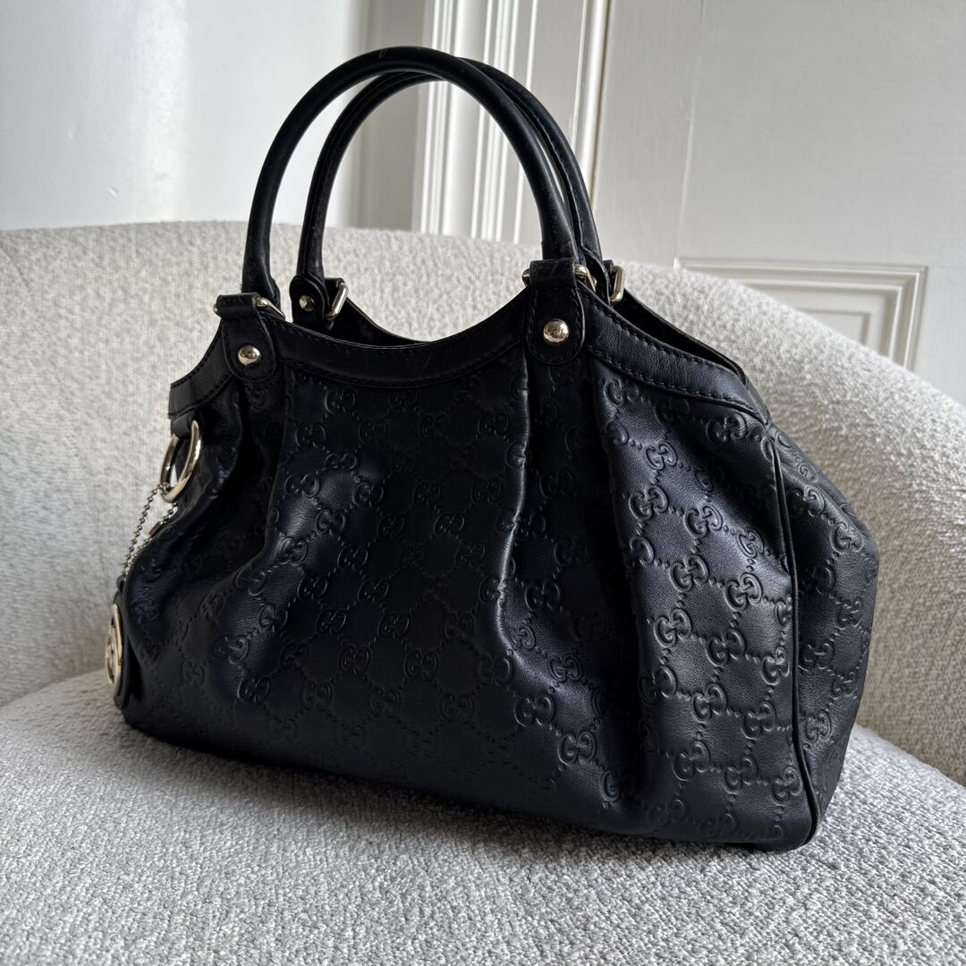 Gucci Guccissima Sukey Leather Black Tote Bag