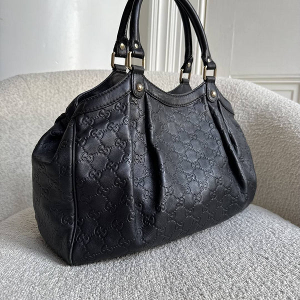Gucci Guccissima Sukey Leather Black Tote Bag