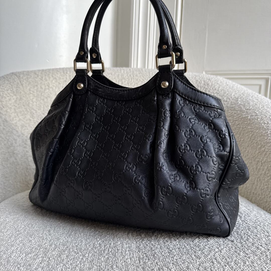Gucci Guccissima Sukey Leather Black Tote Bag