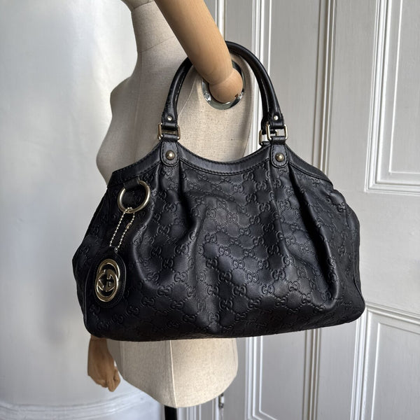 Gucci Guccissima Sukey Leather Black Tote Bag
