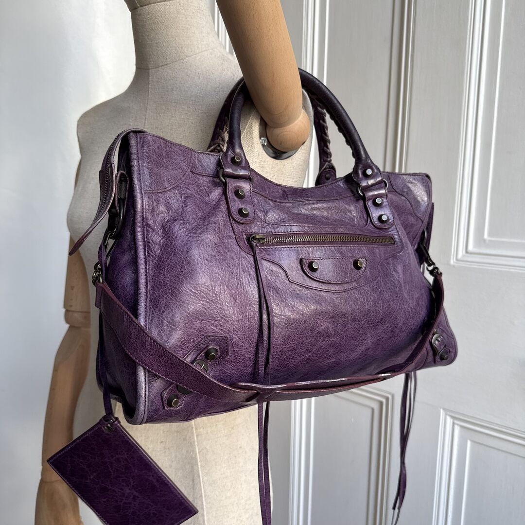 2009 Balenciaga The City Leather Purple Handbag