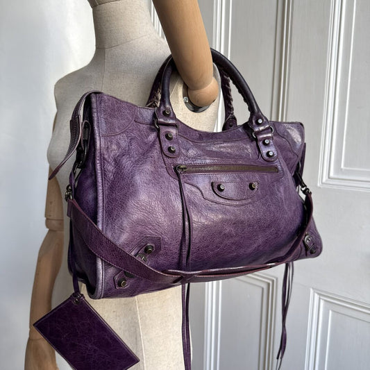 2009 Balenciaga The City Leather Purple Handbag