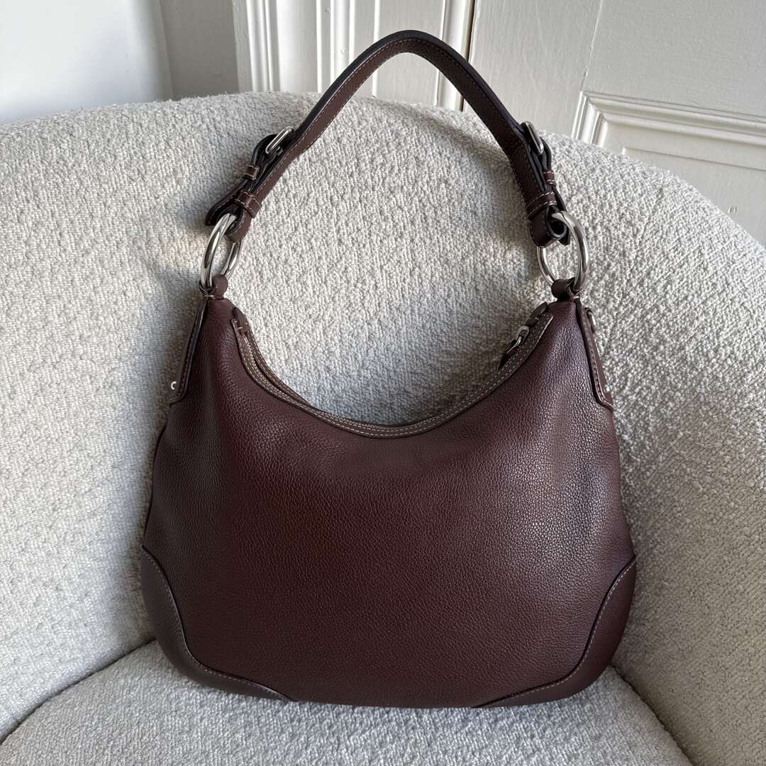 Prada Vitello Daino Brown Leather Shoulder Bag