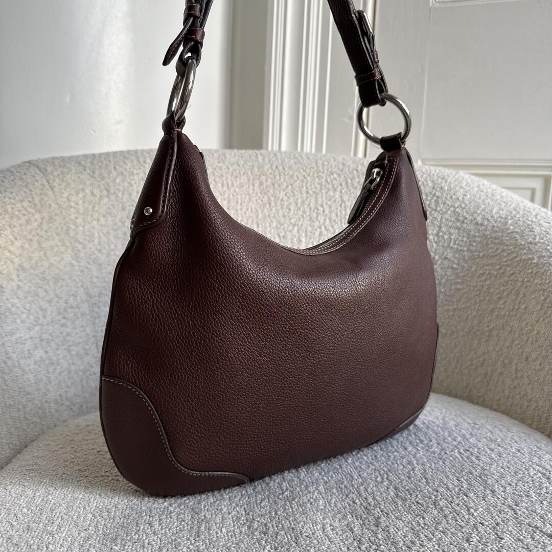 Prada Vitello Daino Brown Leather Shoulder Bag