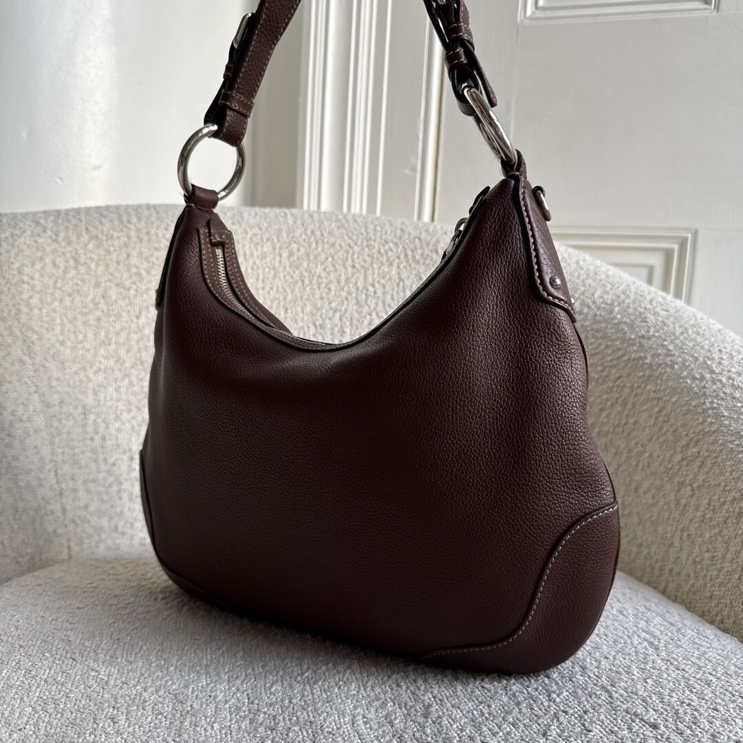 Prada Vitello Daino Brown Leather Shoulder Bag